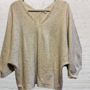 Elegant Beige V-Neck Women's Sweater